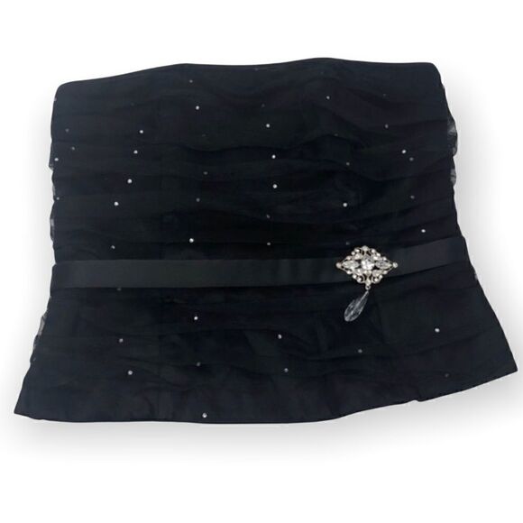 Scott McClintock 6 Elegant Cocktail Strapless Black Evening Rhinestone Top - Picture 1 of 8